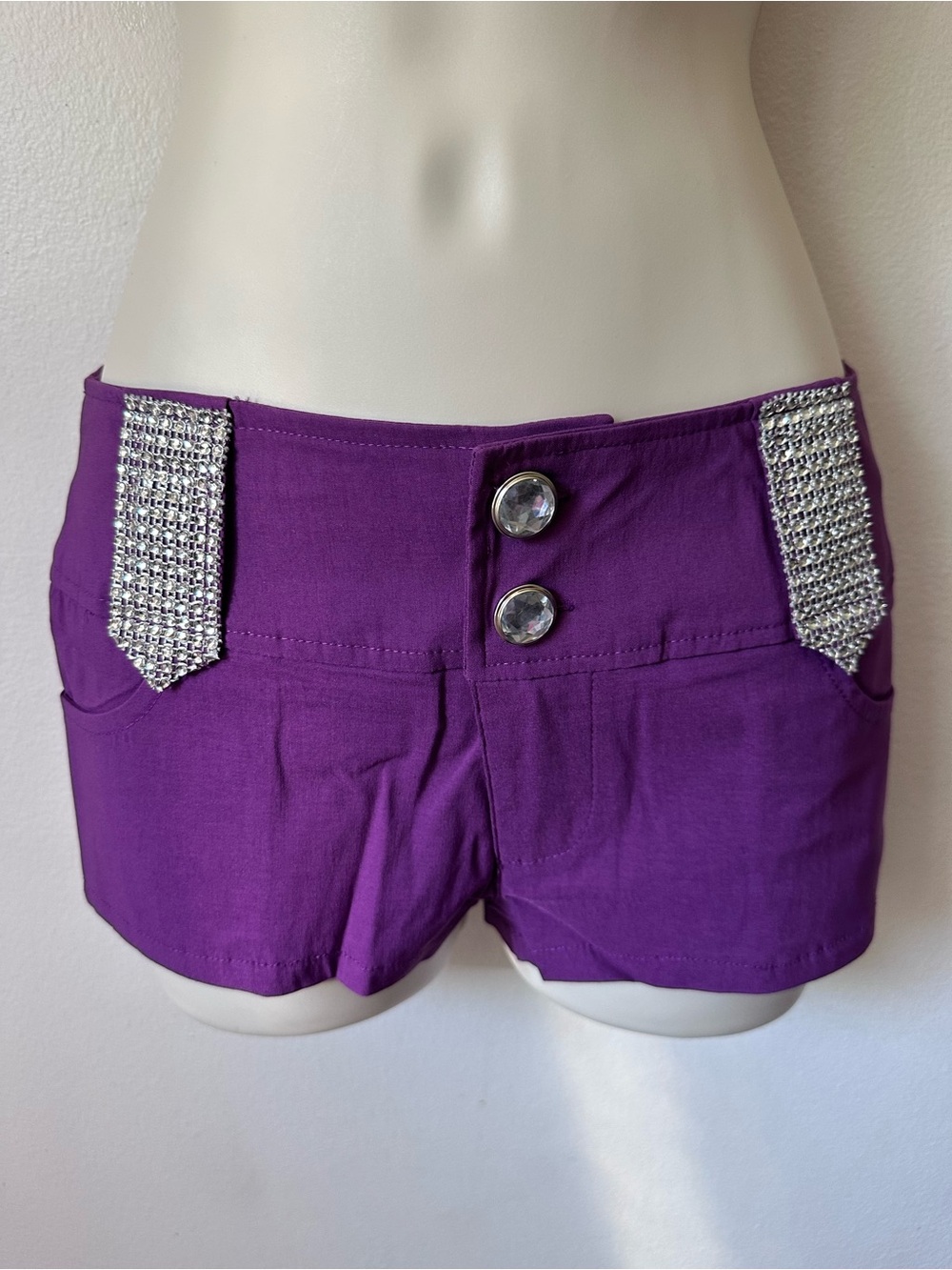 Rhinestone Accent Purple Women's Short Shorts